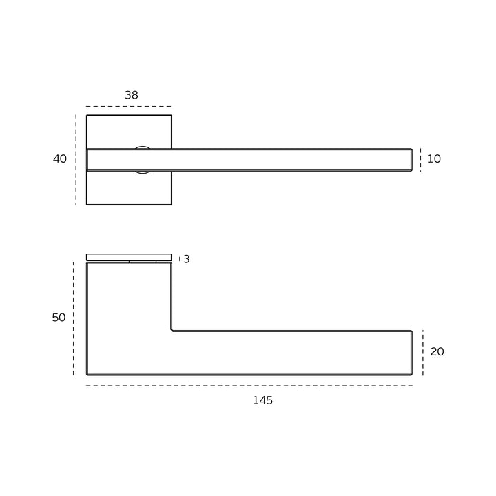 JNF Geometric Slim Q Lever Handle on Square Rose