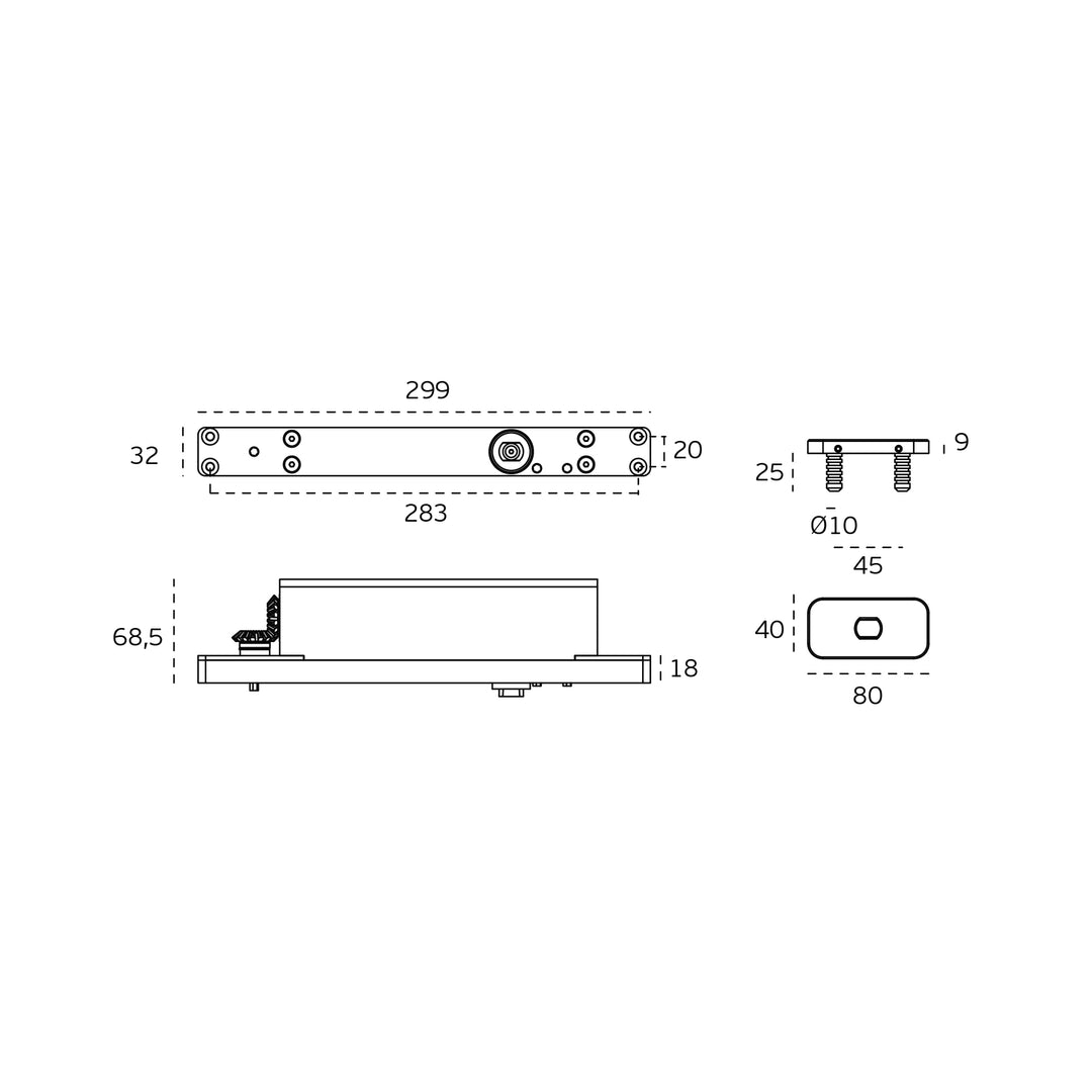 JNF Double action 200kgs sprung timber door pivot hinge set