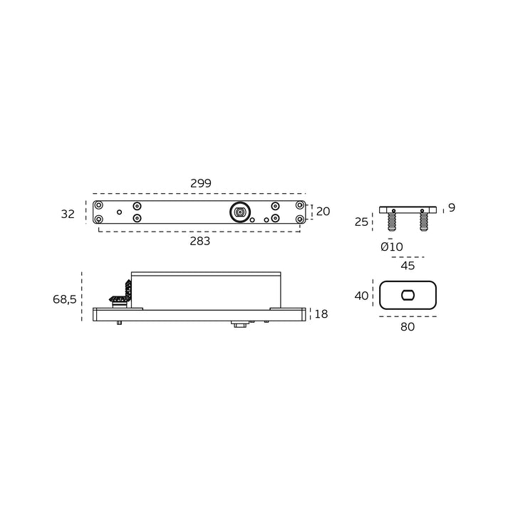 JNF Double action 350kgs sprung timber door pivot hinge set