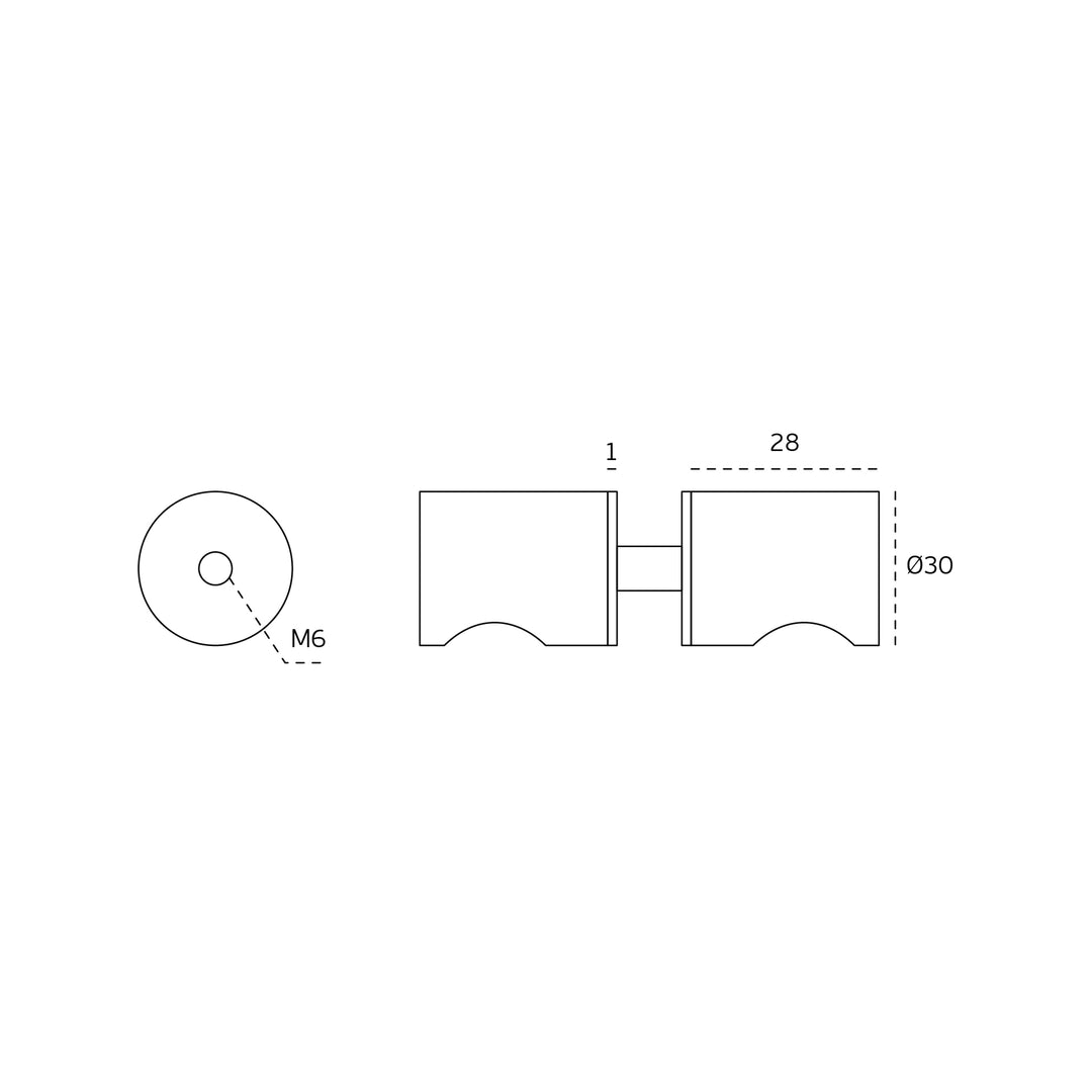 JNF Glass Door Knob Set - 30mm