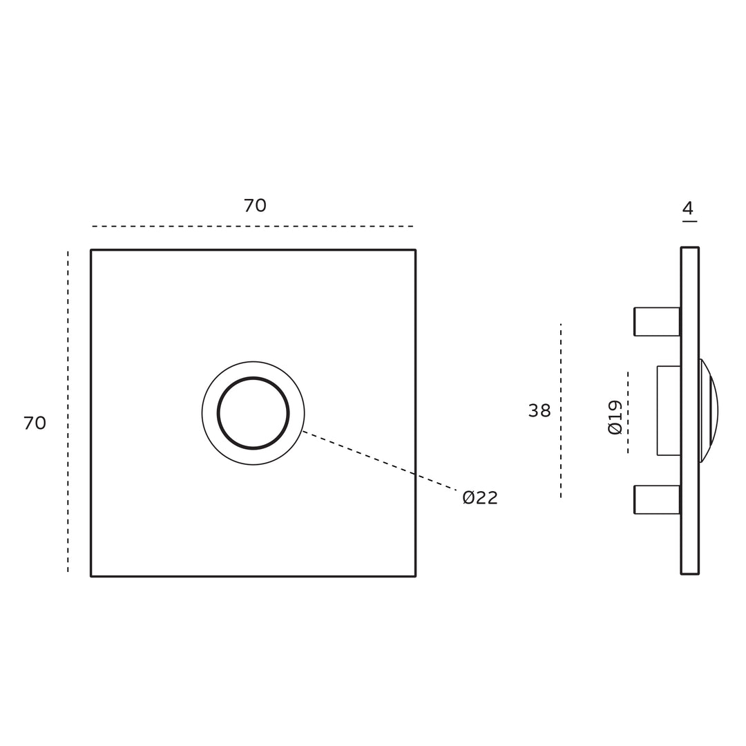 JNF Square Bell Push - 70mm