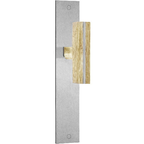 PBT22P236 stainless steel and oak wood lever handle on plate