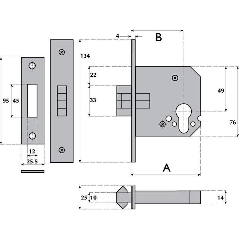 Imperial G7006 Sliding Europrofile Cylinder Deadlock - Compact Case