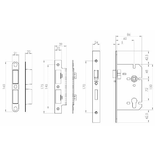 Carlisle Brass DIN Sashlock - 2 Piece