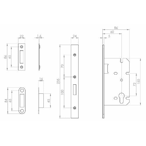 Carlisle Brass DIN Deadlock - 2 Piece