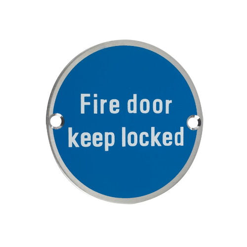 Carlisle Brass Eurospec fire door keep locked sign