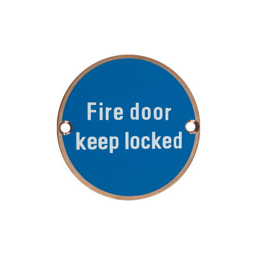 Zoo Hardware Fire Door Keep Locked Sign