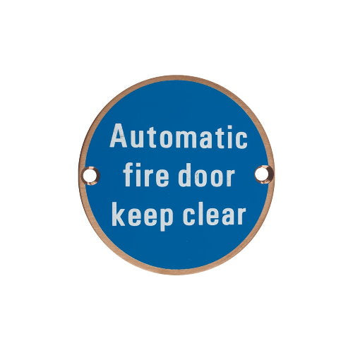 Zoo Hardware Automatic Fire Door Keep Clear Sign