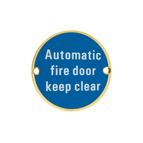 Zoo Hardware Automatic Fire Door Keep Clear Sign