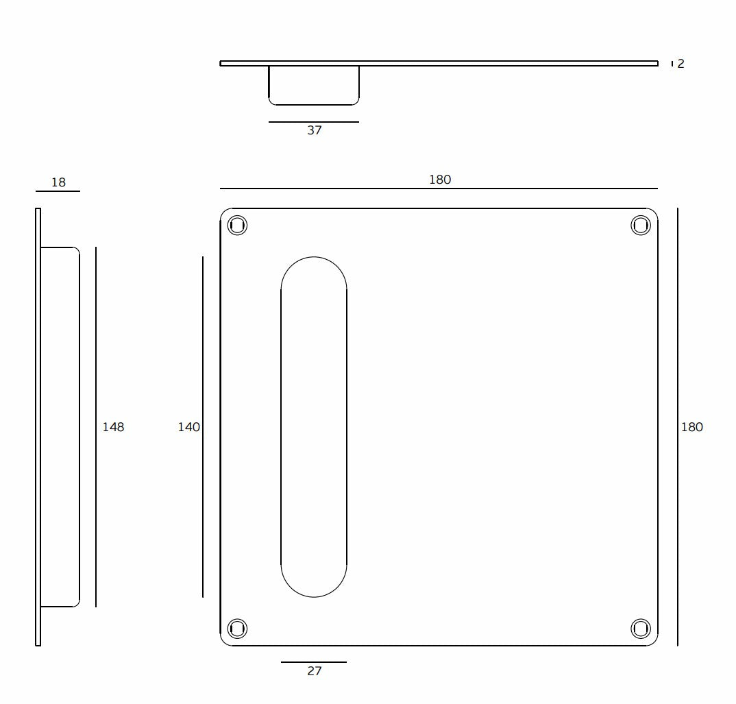 JNF Square 180 Flush Pull Plate