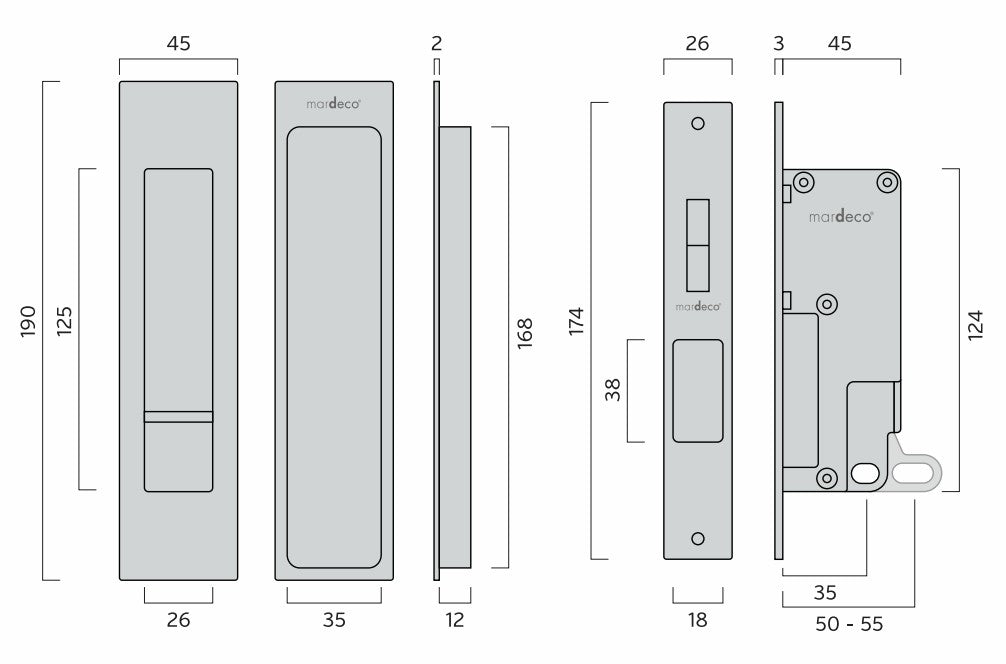 MARDECO 8004 Flush Pull Privacy Set