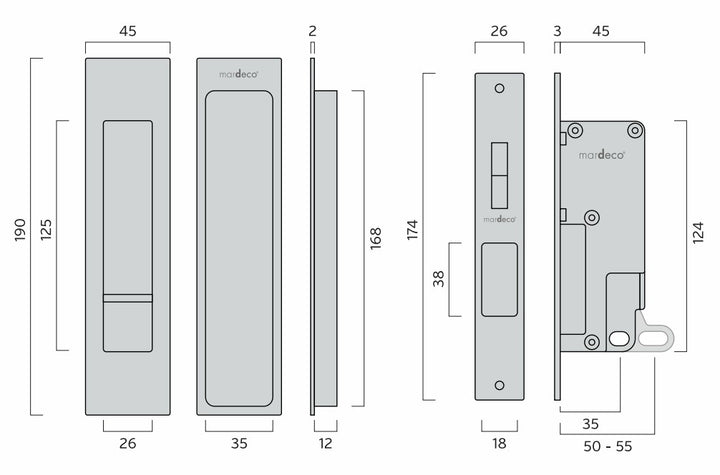 MARDECO 8004 Flush Pull Privacy Set