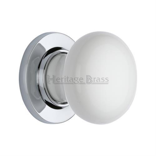 M.Marcus Heritage Brass Plain White Porcelain Door Knob Set