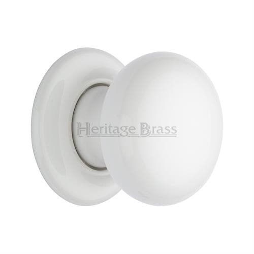 M.Marcus Heritage Brass Plain White Porcelain Door Knob Set