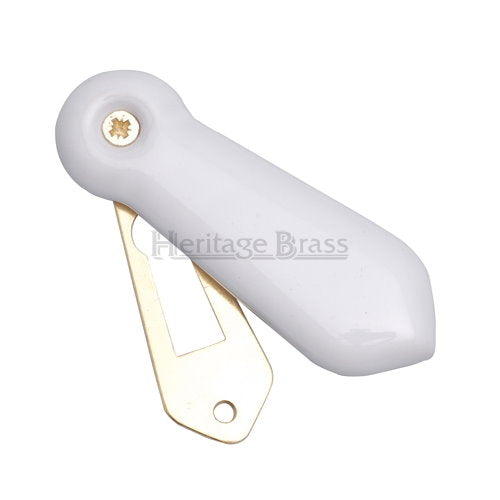 M.Marcus Heritage Brass Plain White Porcelain Swing Cover Escutcheon