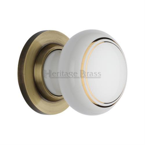 M.Marcus Heritage Brass Gold Line Porcelain Door Knob Set