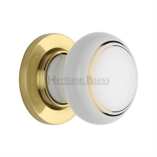 M.Marcus Heritage Brass Gold Line Porcelain Door Knob Set