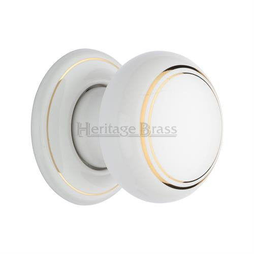 M.Marcus Heritage Brass Gold Line Porcelain Door Knob Set