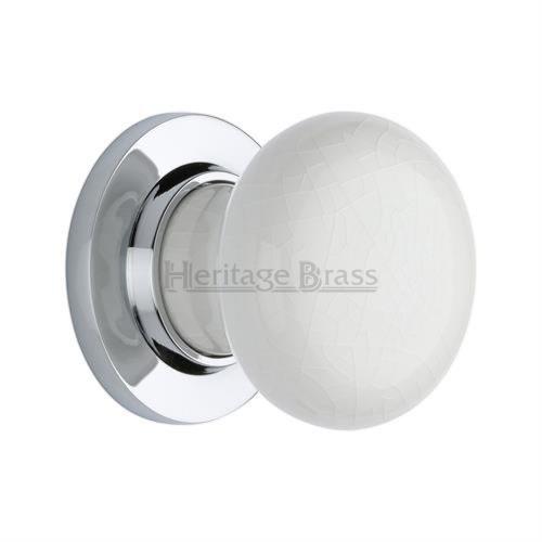 M.Marcus Heritage Brass White Crackle Porcelain Door Knob Set