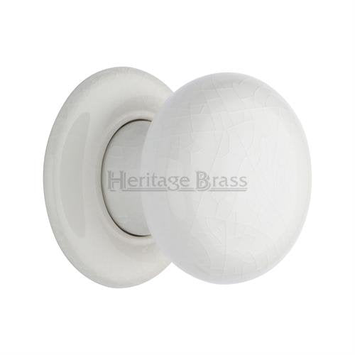 M.Marcus Heritage Brass White Crackle Porcelain Door Knob Set