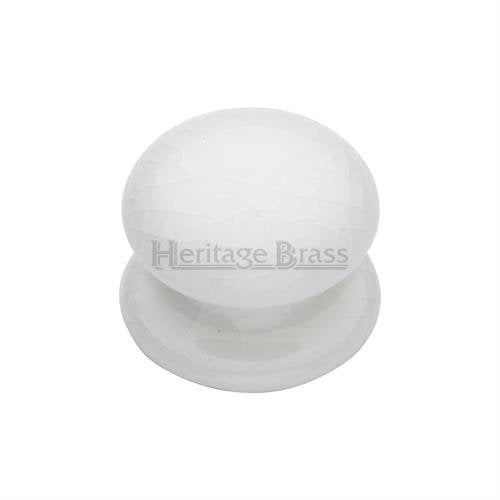 M.Marcus Heritage Brass White Crackle Porcelain Cabinet Knob