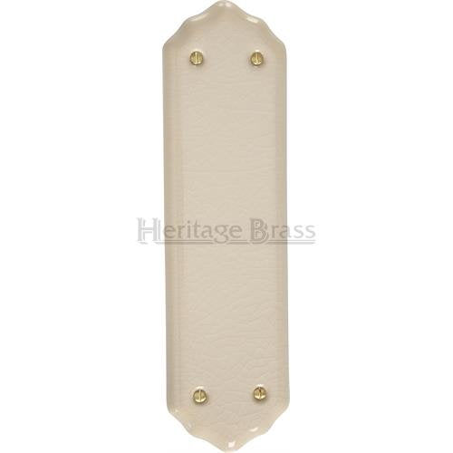 M.Marcus Heritage Brass Cream Crackle Porcelain Shaped Finger Plate