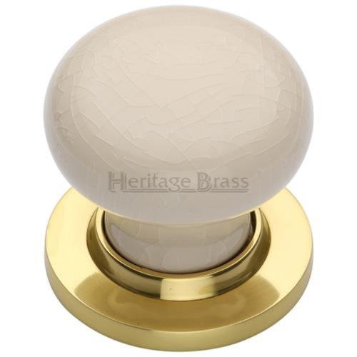 M.Marcus Heritage Brass Cream Crackle Porcelain Door Knob Set