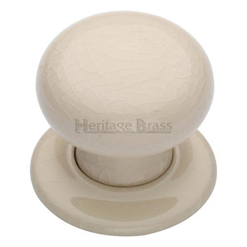 M.Marcus Heritage Brass Cream Crackle Porcelain Door Knob Set