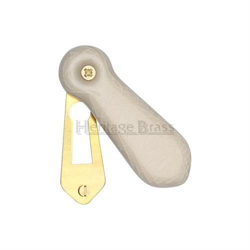 M.Marcus Heritage Brass Cream Crackle Porcelain Swing Cover Escutcheon