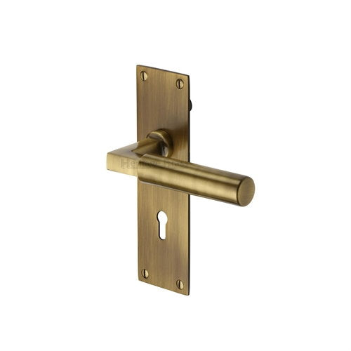 M.Marcus Heritage Brass Bauhaus Low Profile Lever Handle on Plate