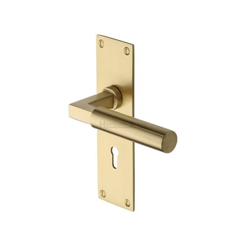 M.Marcus Heritage Brass Bauhaus Low Profile Lever Handle on Plate