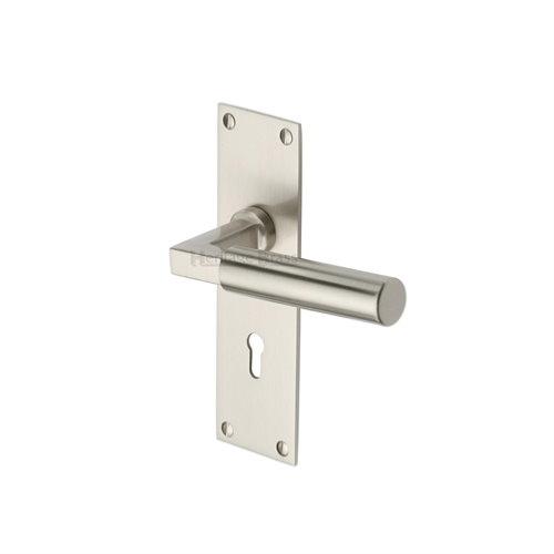 M.Marcus Heritage Brass Bauhaus Low Profile Lever Handle on Plate