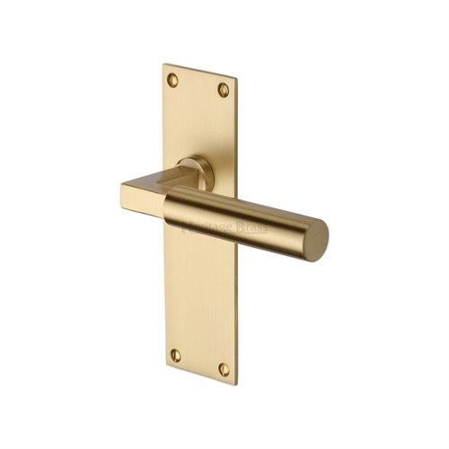 M.Marcus Heritage Brass Bauhaus Low Profile Lever Handle on Plate