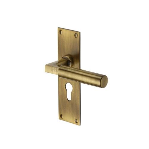 M.Marcus Heritage Brass Bauhaus Low Profile Lever Handle on Plate