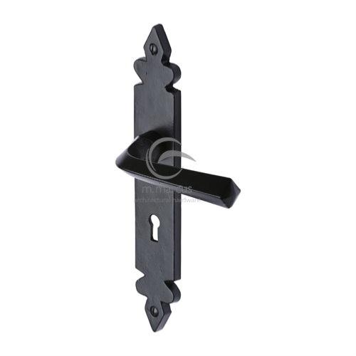 M.Marcus Black Iron Rustic Ironbridge Lever Handle on Plate