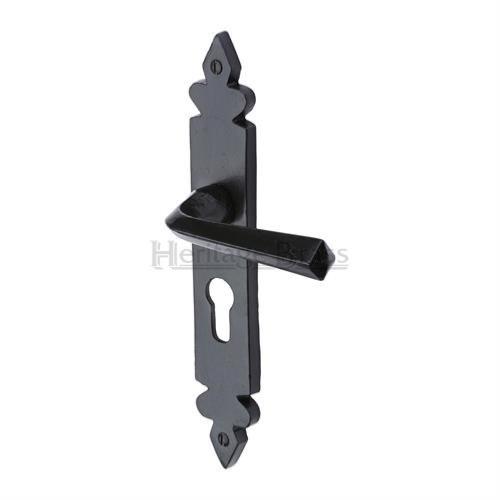 M.Marcus Black Iron Rustic Ironbridge Lever Handle on Plate