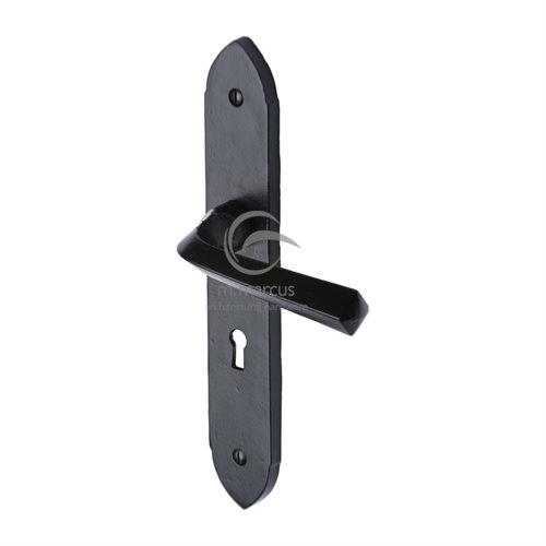 M.Marcus Black Iron Rustic Grafton Lever Handle on Plate