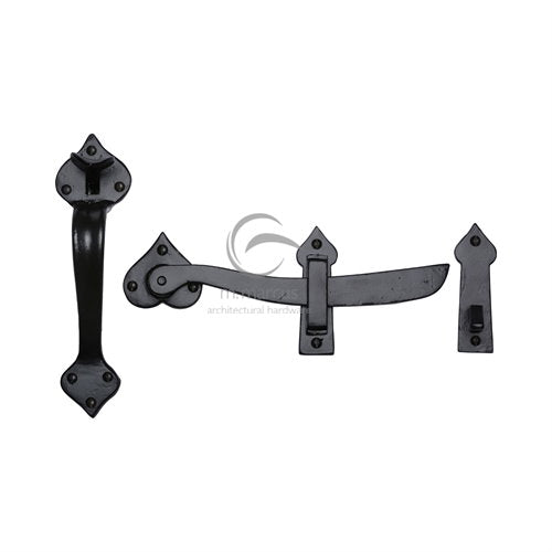 M.Marcus Black Iron Rustic FB568 Gate Handle and Latch