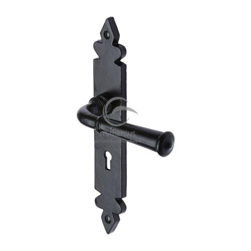 M.Marcus Black Iron Rustic Ludlow Lever Handle on Plate