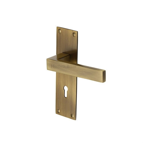 M.Marcus Heritage Brass Metro Low Profile Lever Handle on Plate