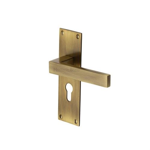 M.Marcus Heritage Brass Metro Low Profile Lever Handle on Plate