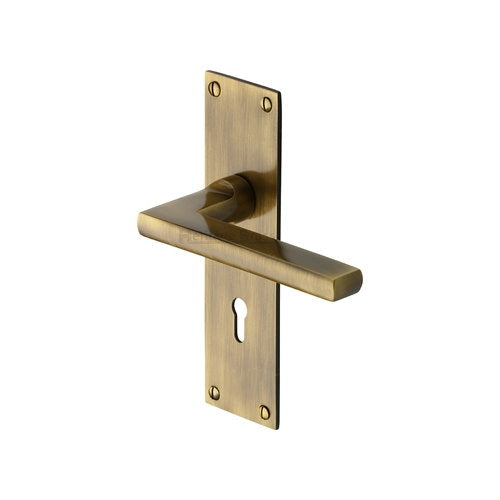 M.Marcus Heritage Brass Trident Low Profile Lever Handle on Plate