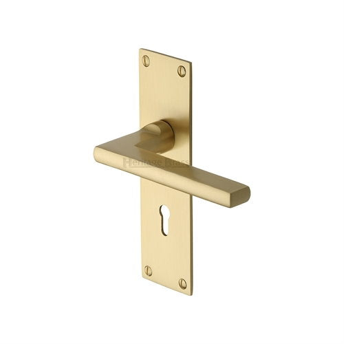 M.Marcus Heritage Brass Trident Low Profile Lever Handle on Plate