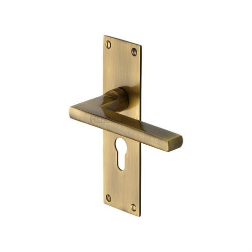 M.Marcus Heritage Brass Trident Low Profile Lever Handle on Plate