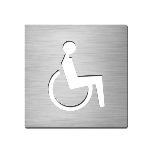 Brushed stainless steel square ambulant symbol