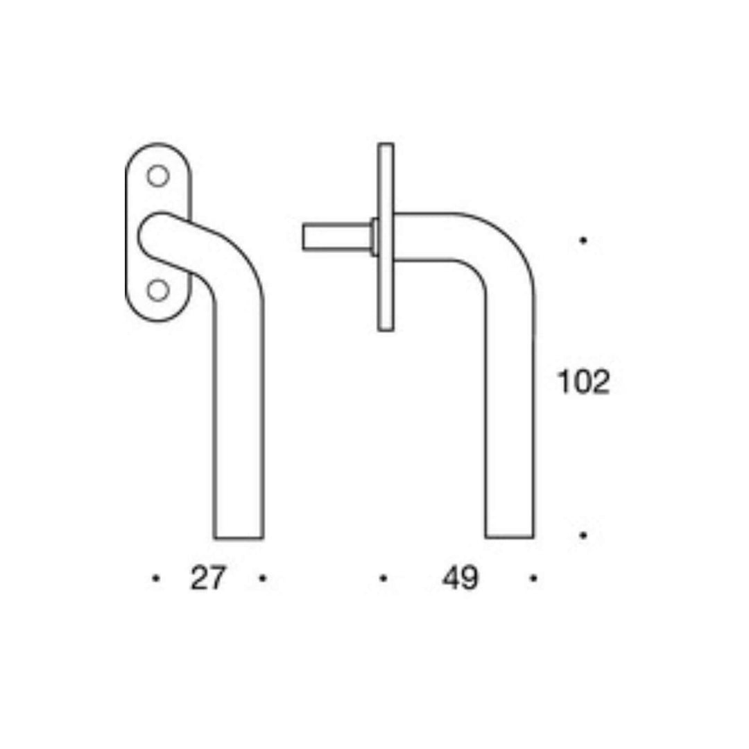 Randi satin stainless steel offset window handle - Right Hand