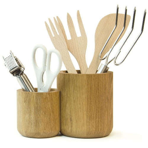 Oiled Oak Utensil Pots